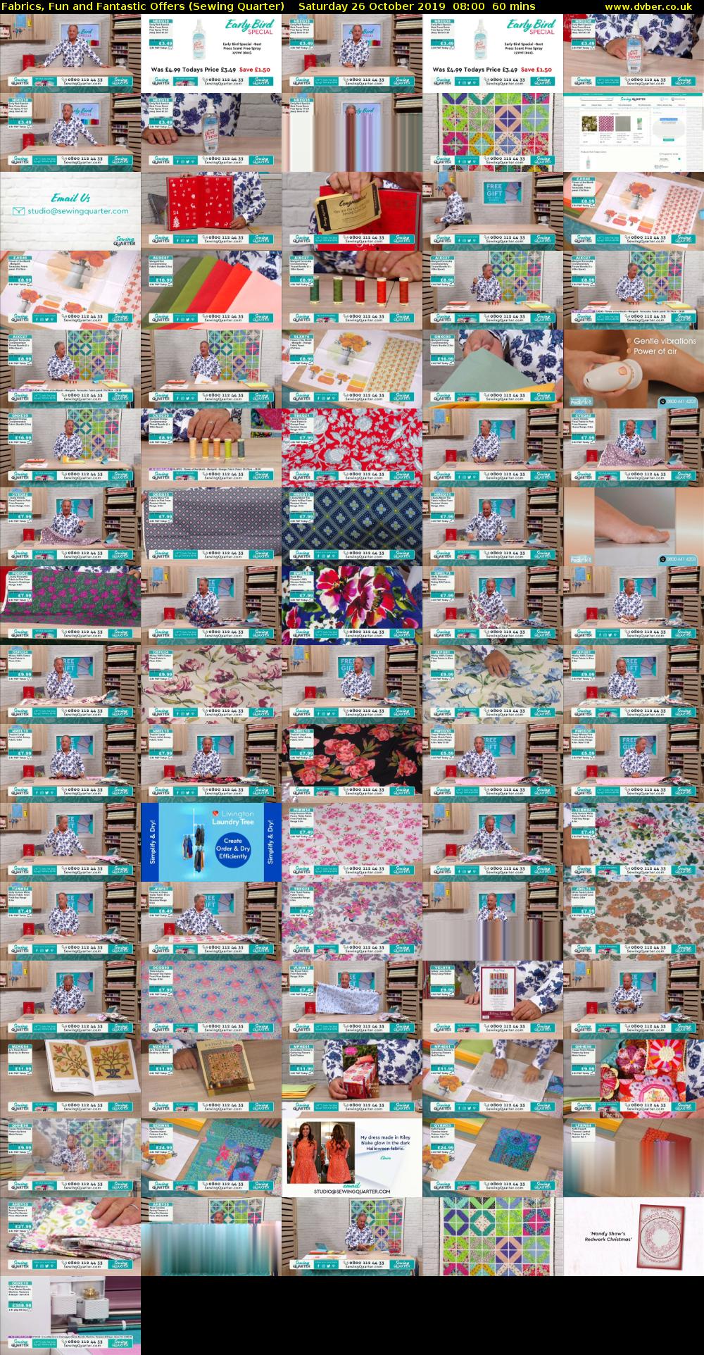 Fabrics, Fun and Fantastic Offers (Sewing Quarter) Saturday 26 October 2019 08:00 - 09:00