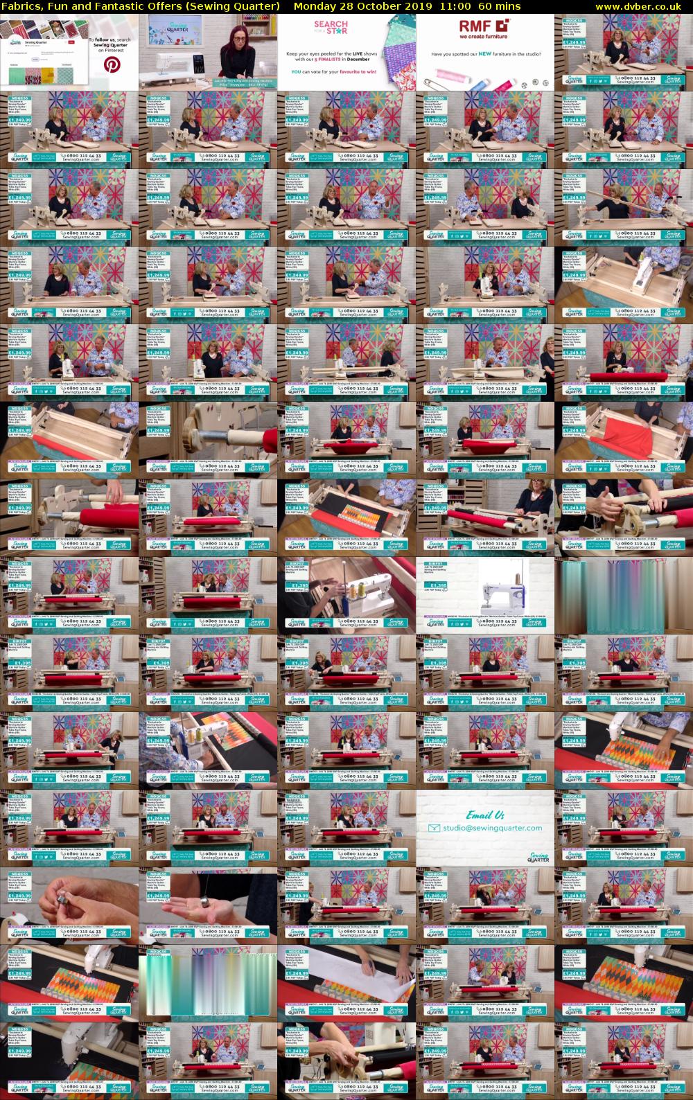 Fabrics, Fun and Fantastic Offers (Sewing Quarter) Monday 28 October 2019 11:00 - 12:00