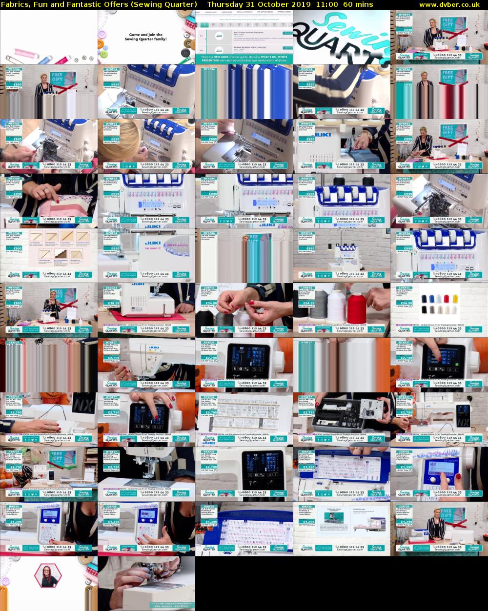 Fabrics, Fun and Fantastic Offers (Sewing Quarter) Thursday 31 October 2019 11:00 - 12:00