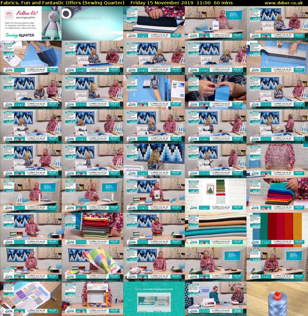 Fabrics, Fun and Fantastic Offers (Sewing Quarter) Friday 15 November 2019 11:00 - 12:00