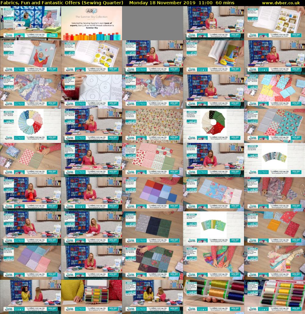 Fabrics, Fun and Fantastic Offers (Sewing Quarter) Monday 18 November 2019 11:00 - 12:00