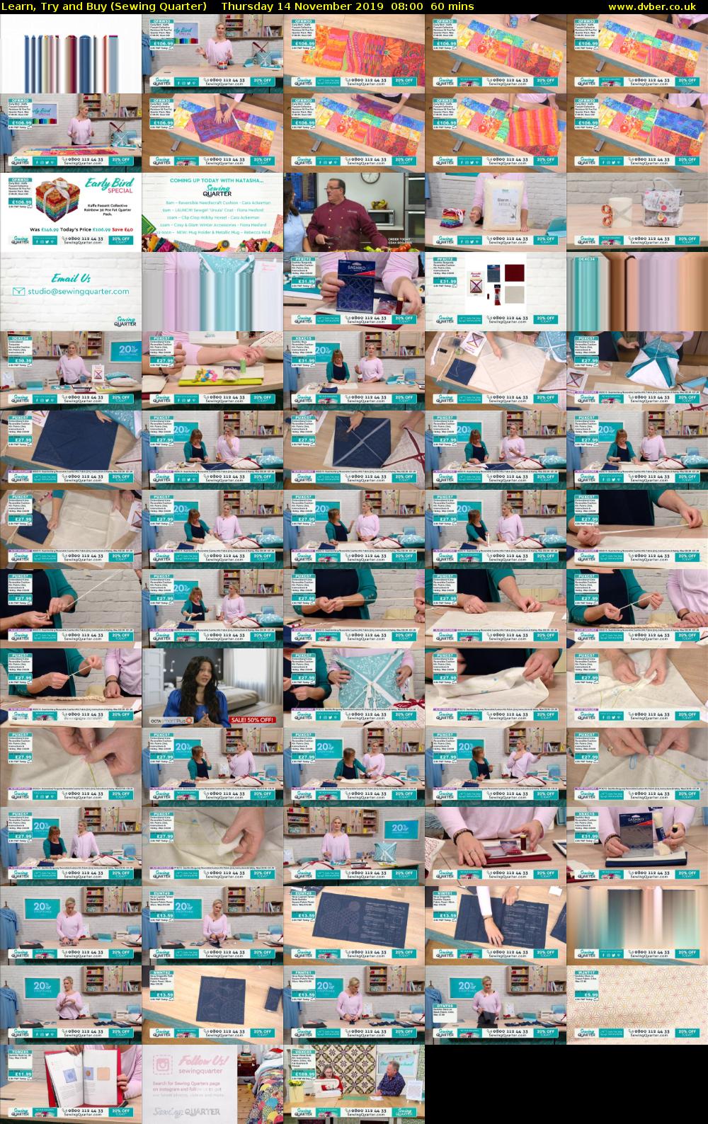 Learn, Try and Buy (Sewing Quarter) Thursday 14 November 2019 08:00 - 09:00