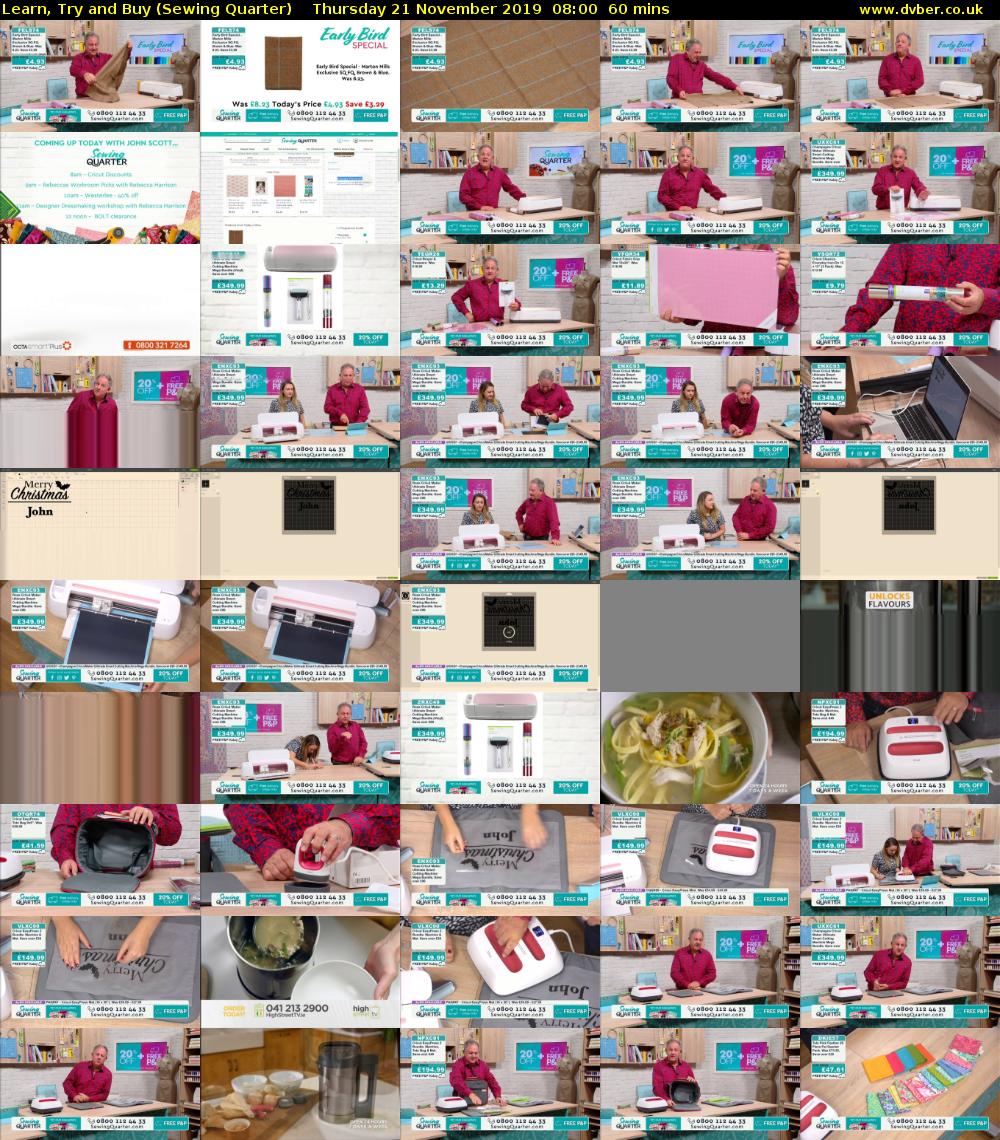 Learn, Try and Buy (Sewing Quarter) Thursday 21 November 2019 08:00 - 09:00
