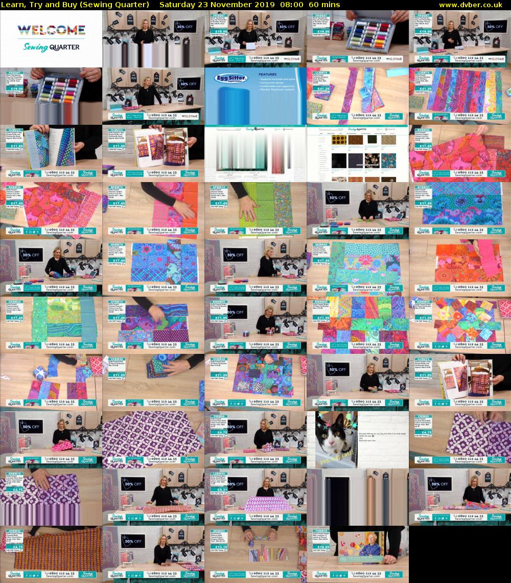 Learn, Try and Buy (Sewing Quarter) Saturday 23 November 2019 08:00 - 09:00