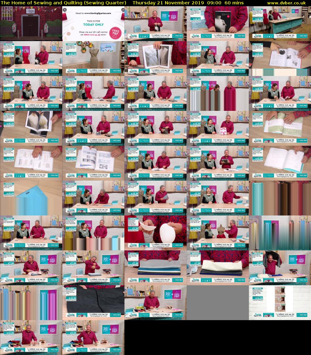The Home of Sewing and Quilting (Sewing Quarter) Thursday 21 November 2019 09:00 - 10:00