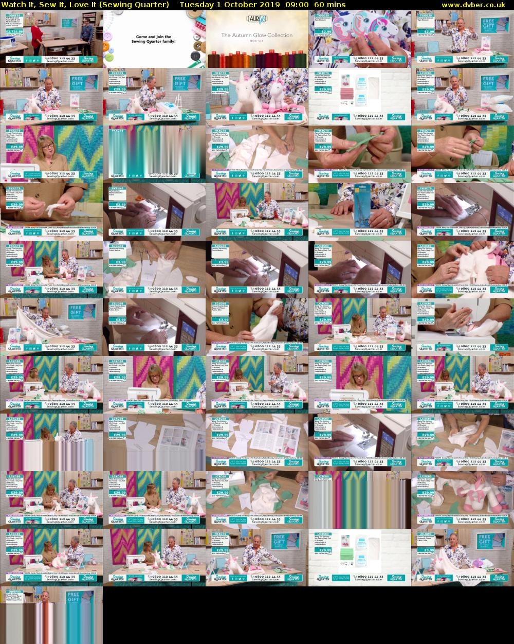 Watch It, Sew It, Love It (Sewing Quarter) Tuesday 1 October 2019 09:00 - 10:00