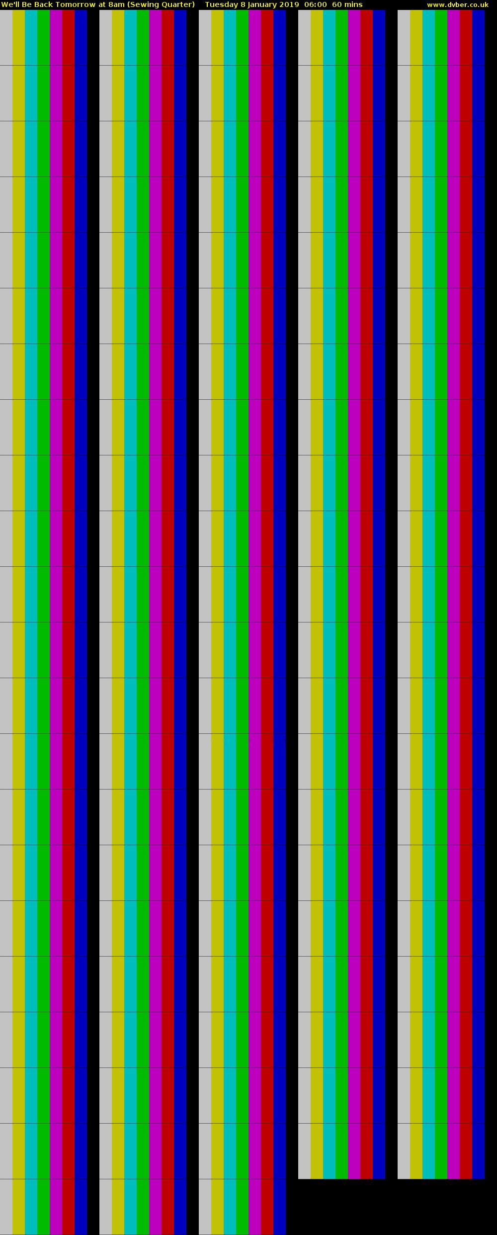 We'll Be Back Tomorrow at 8am (Sewing Quarter) Tuesday 8 January 2019 06:00 - 07:00