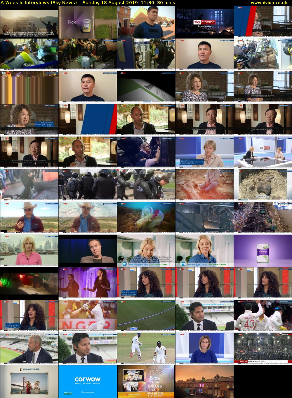 A Week In Interviews (Sky News) Sunday 18 August 2019 11:30 - 12:00