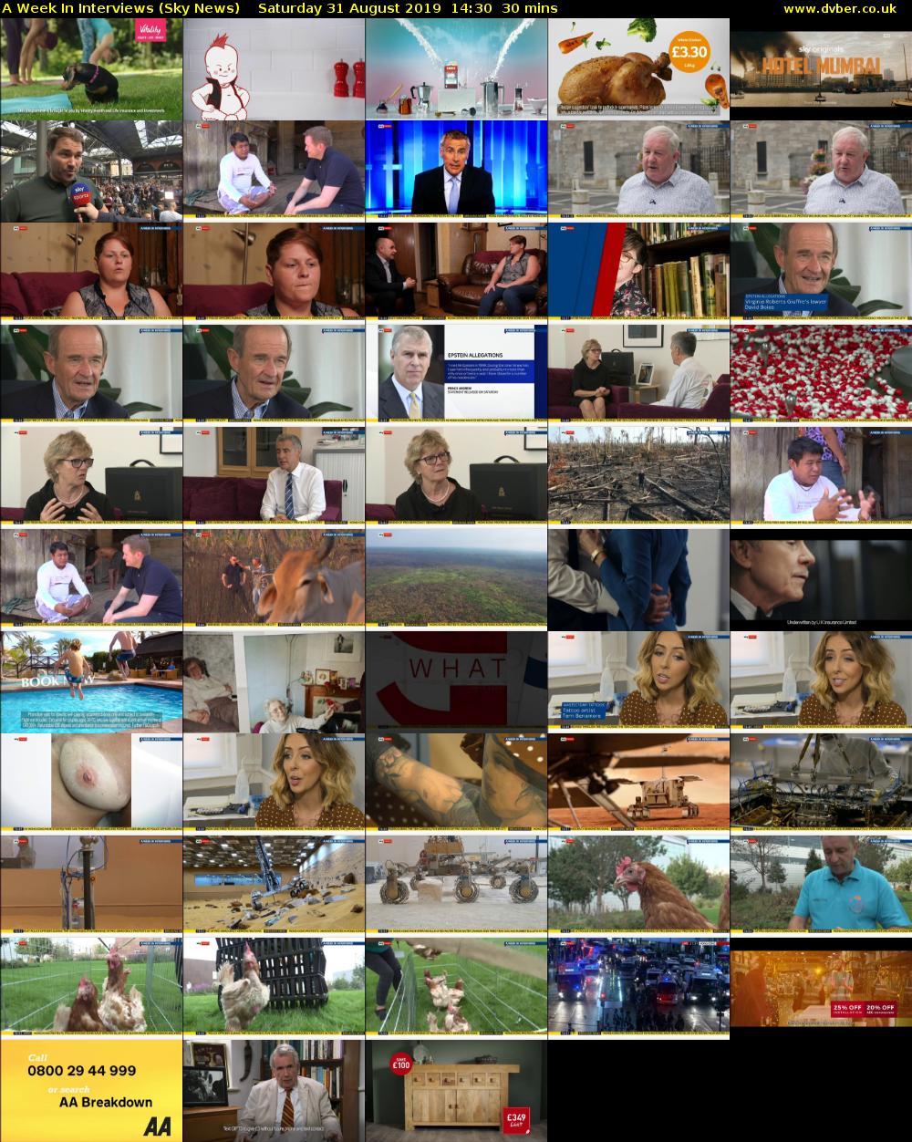 A Week In Interviews (Sky News) Saturday 31 August 2019 14:30 - 15:00