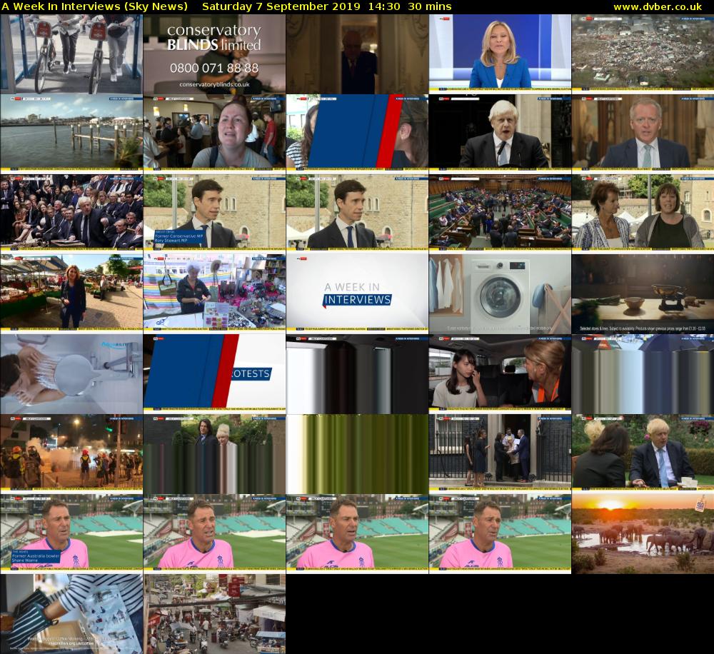 A Week In Interviews (Sky News) Saturday 7 September 2019 14:30 - 15:00