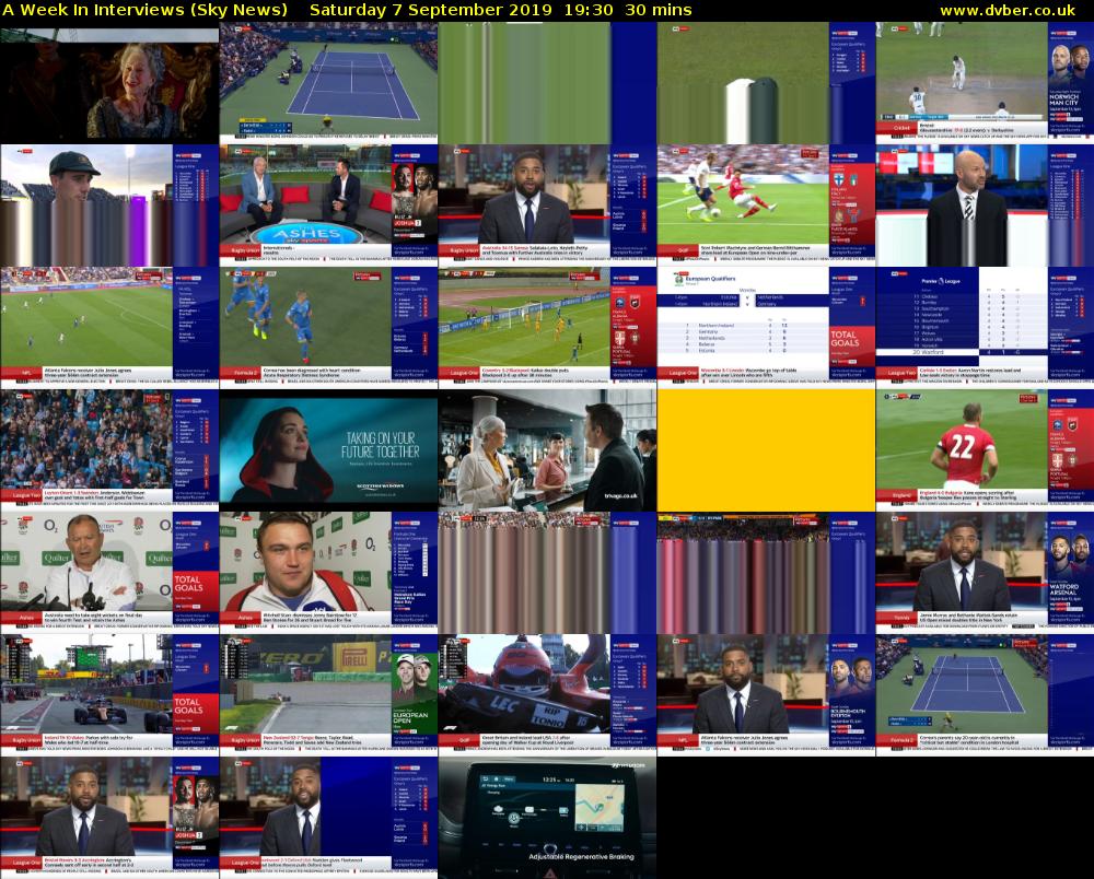 A Week In Interviews (Sky News) Saturday 7 September 2019 19:30 - 20:00