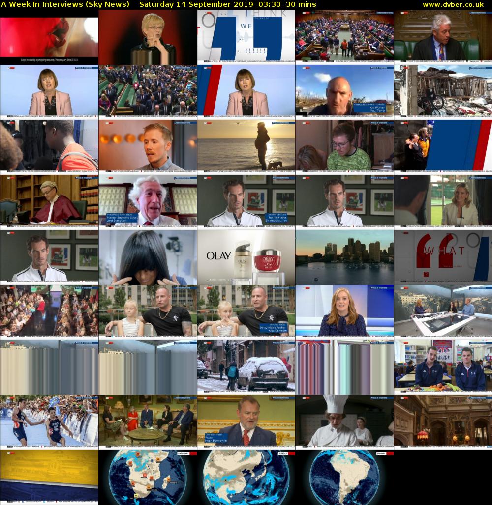 A Week In Interviews (Sky News) Saturday 14 September 2019 03:30 - 04:00