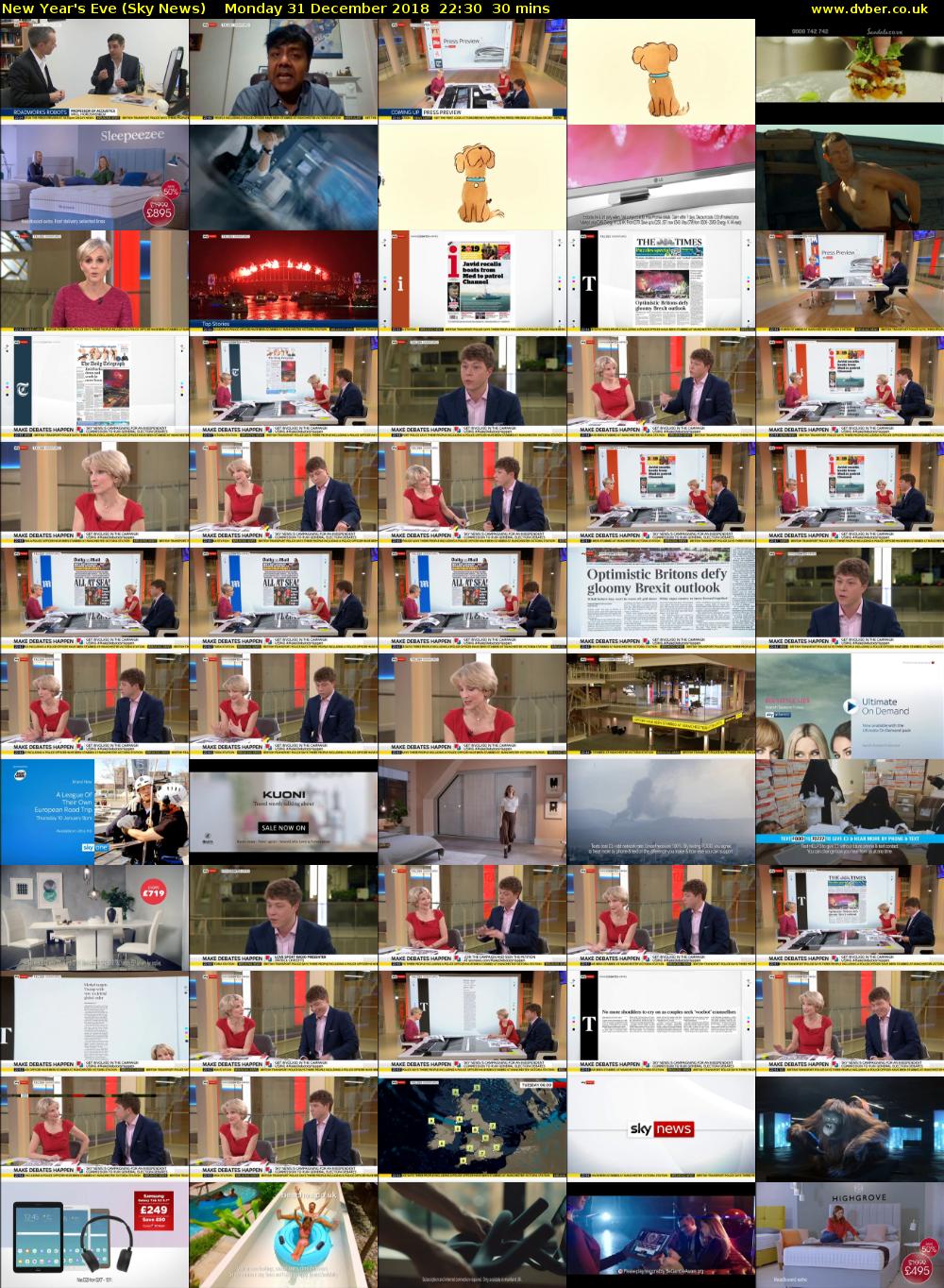 New Year's Eve (Sky News) Monday 31 December 2018 22:30 - 23:00