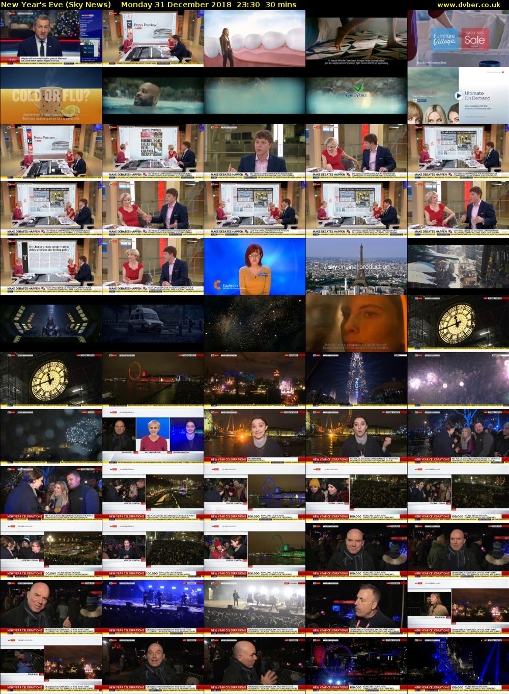 New Year's Eve (Sky News) Monday 31 December 2018 23:30 - 00:00
