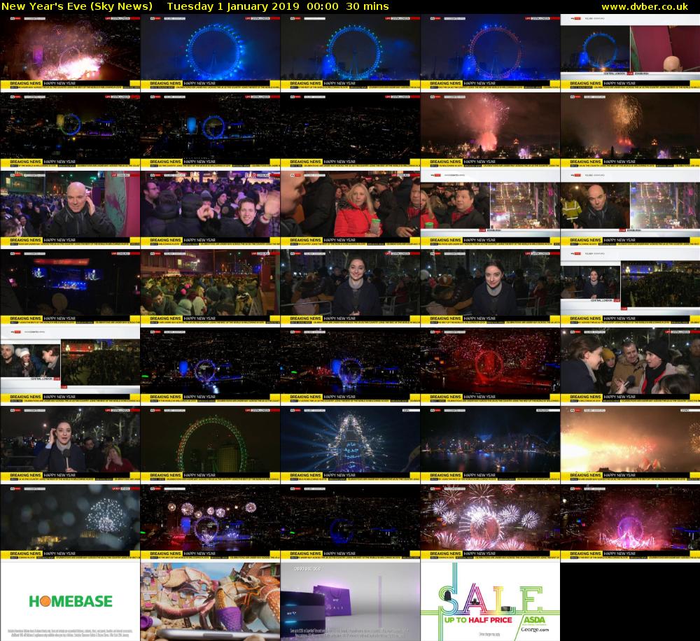 New Year's Eve (Sky News) Tuesday 1 January 2019 00:00 - 00:30