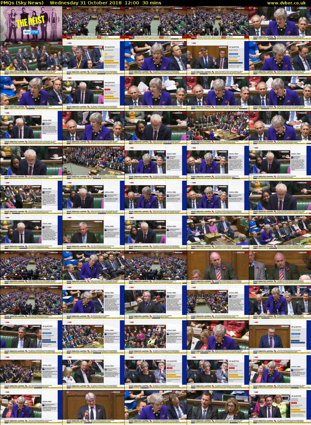 PMQs (Sky News) Wednesday 31 October 2018 12:00 - 12:30