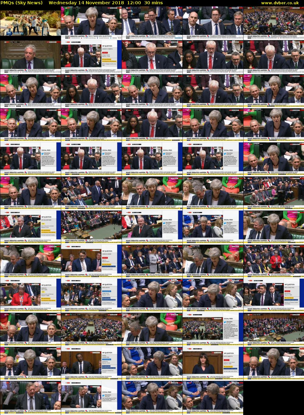 PMQs (Sky News) Wednesday 14 November 2018 12:00 - 12:30