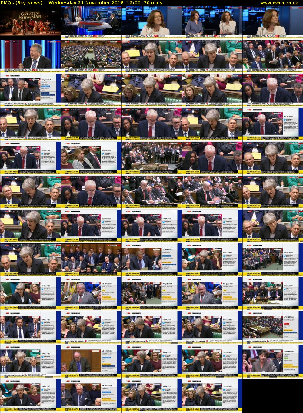PMQs (Sky News) Wednesday 21 November 2018 12:00 - 12:30