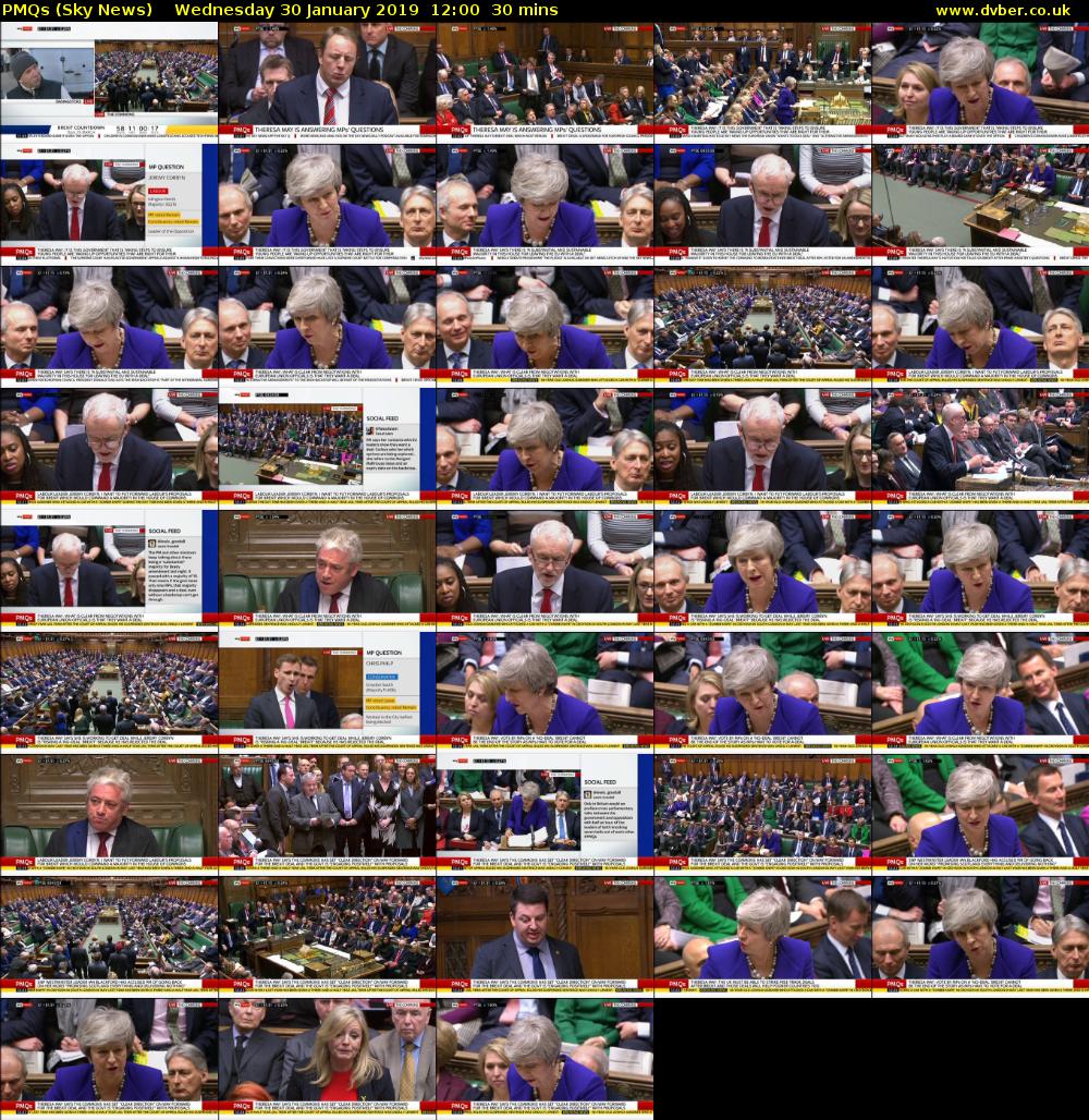 PMQs (Sky News) Wednesday 30 January 2019 12:00 - 12:30