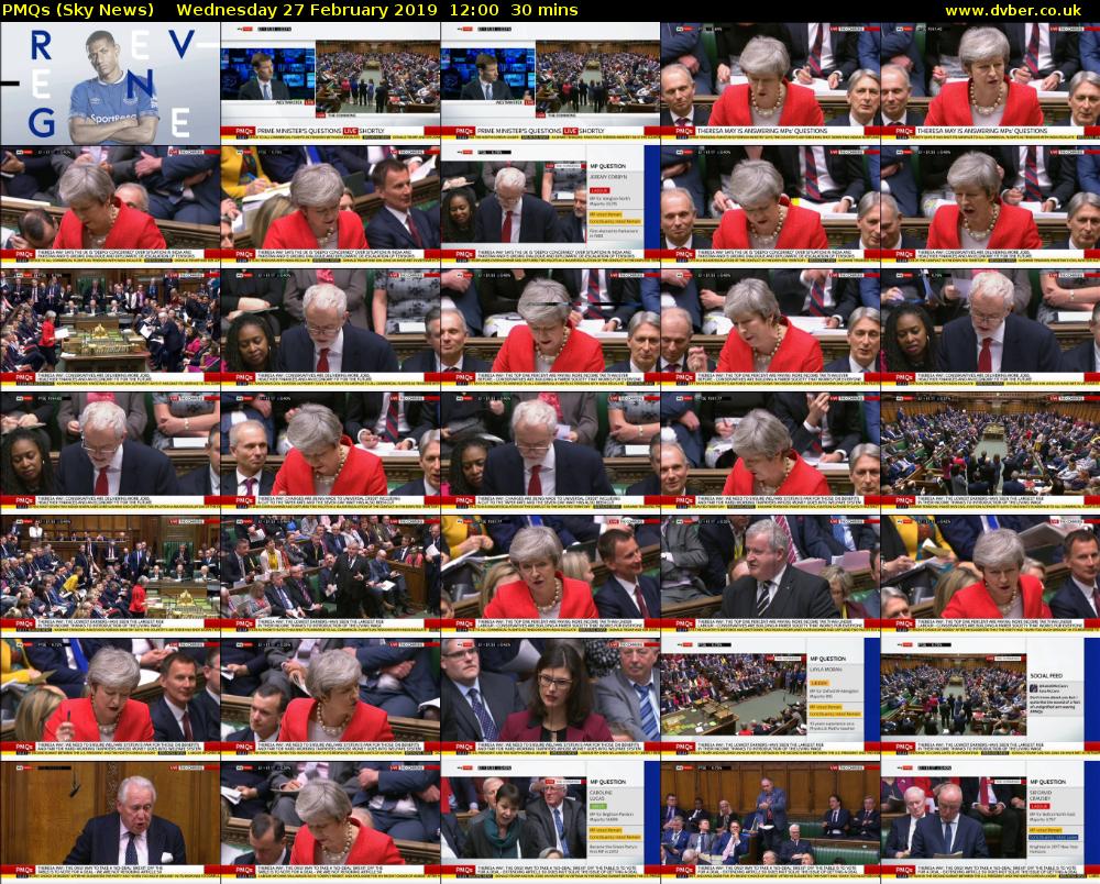PMQs (Sky News) Wednesday 27 February 2019 12:00 - 12:30