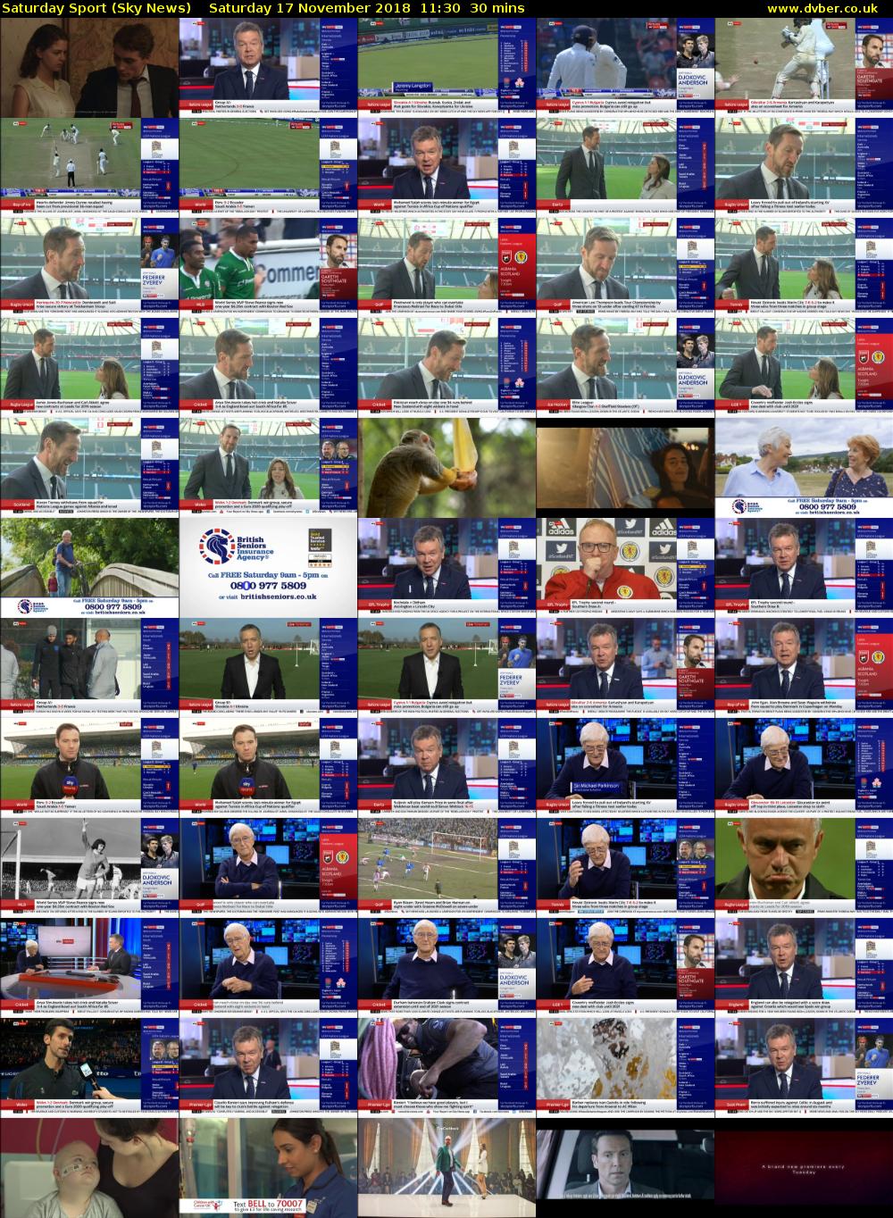 Saturday Sport (Sky News) Saturday 17 November 2018 11:30 - 12:00
