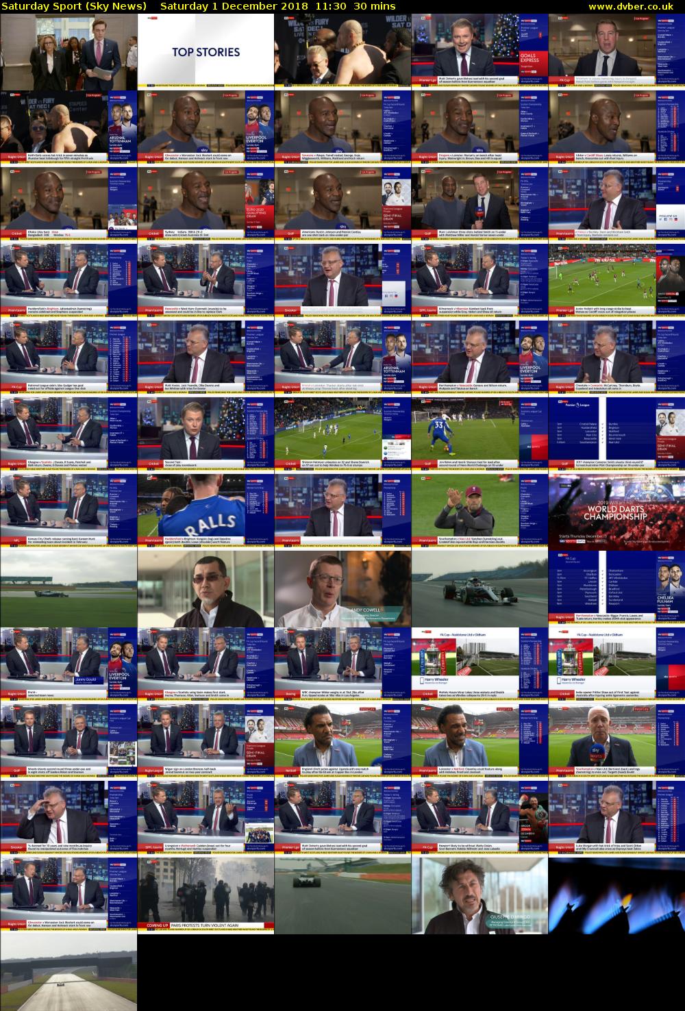 Saturday Sport (Sky News) Saturday 1 December 2018 11:30 - 12:00