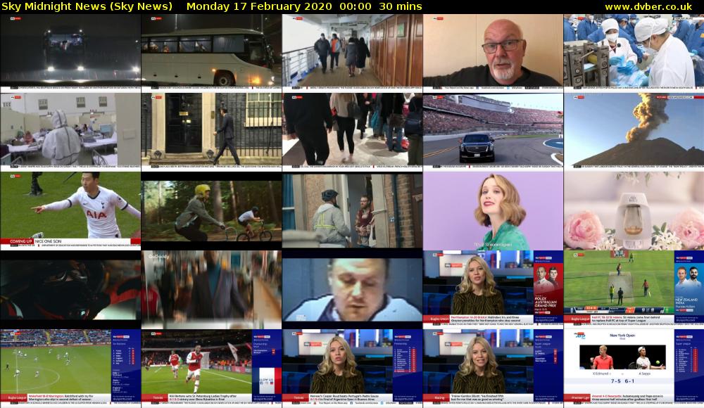 Sky Midnight News (Sky News) Monday 17 February 2020 00:00 - 00:30
