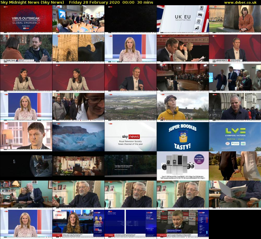 Sky Midnight News (Sky News) Friday 28 February 2020 00:00 - 00:30