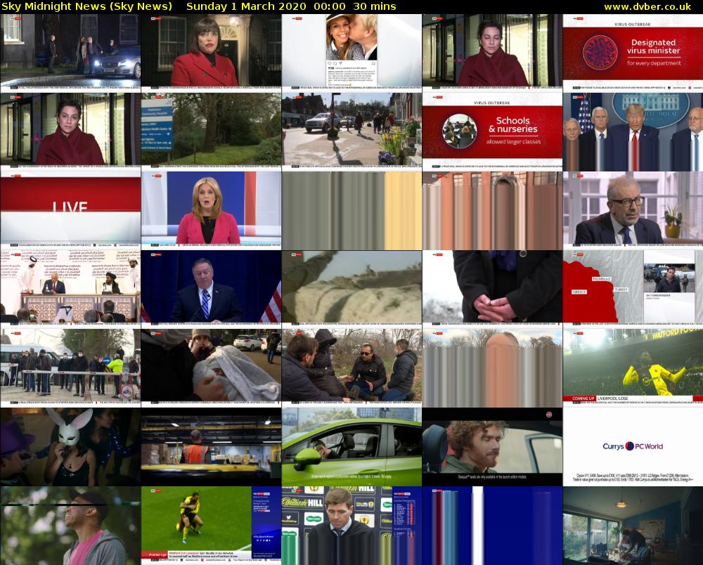 Sky Midnight News (Sky News) Sunday 1 March 2020 00:00 - 00:30