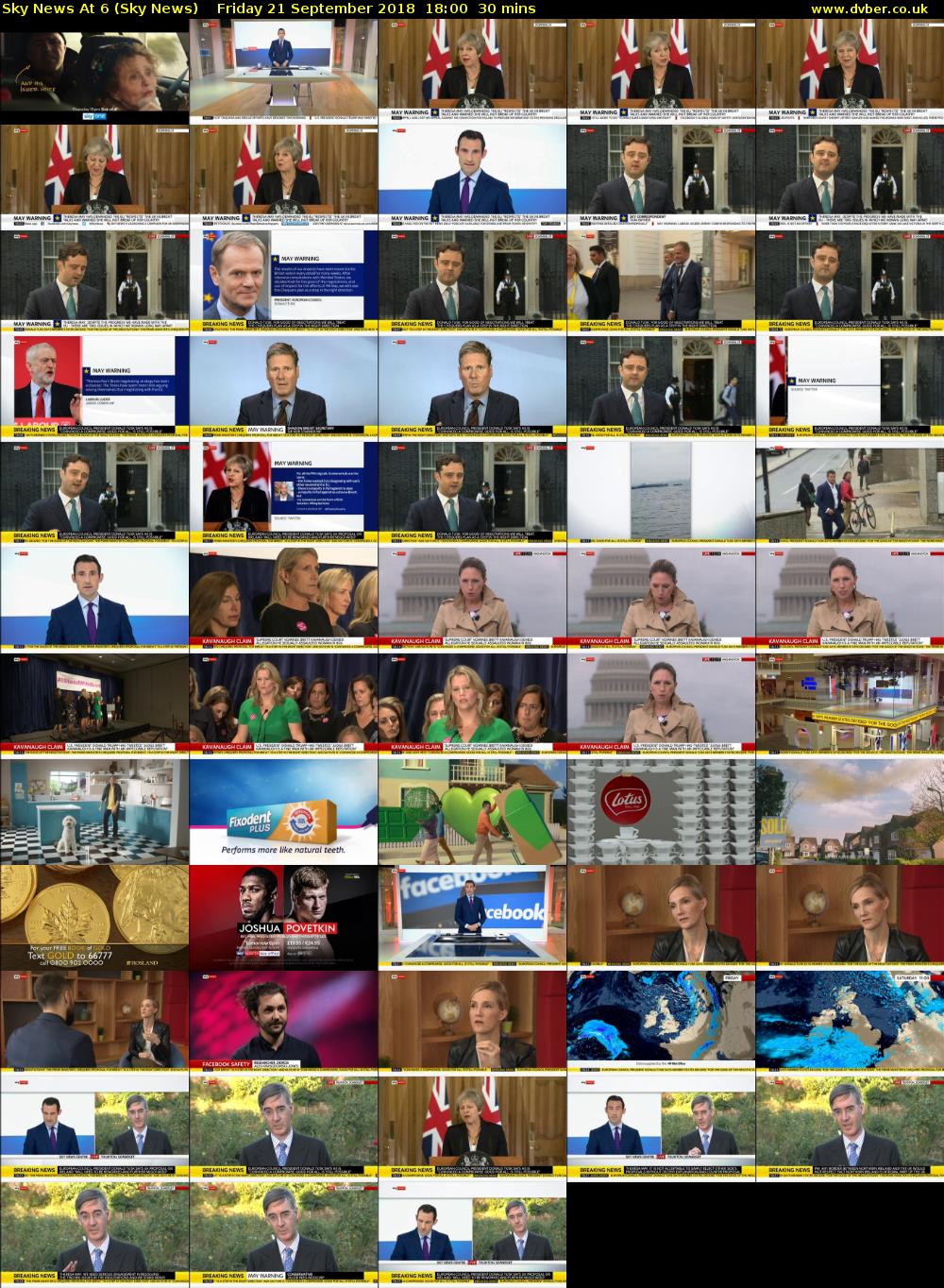 Sky News At 6 (Sky News) Friday 21 September 2018 18:00 - 18:30