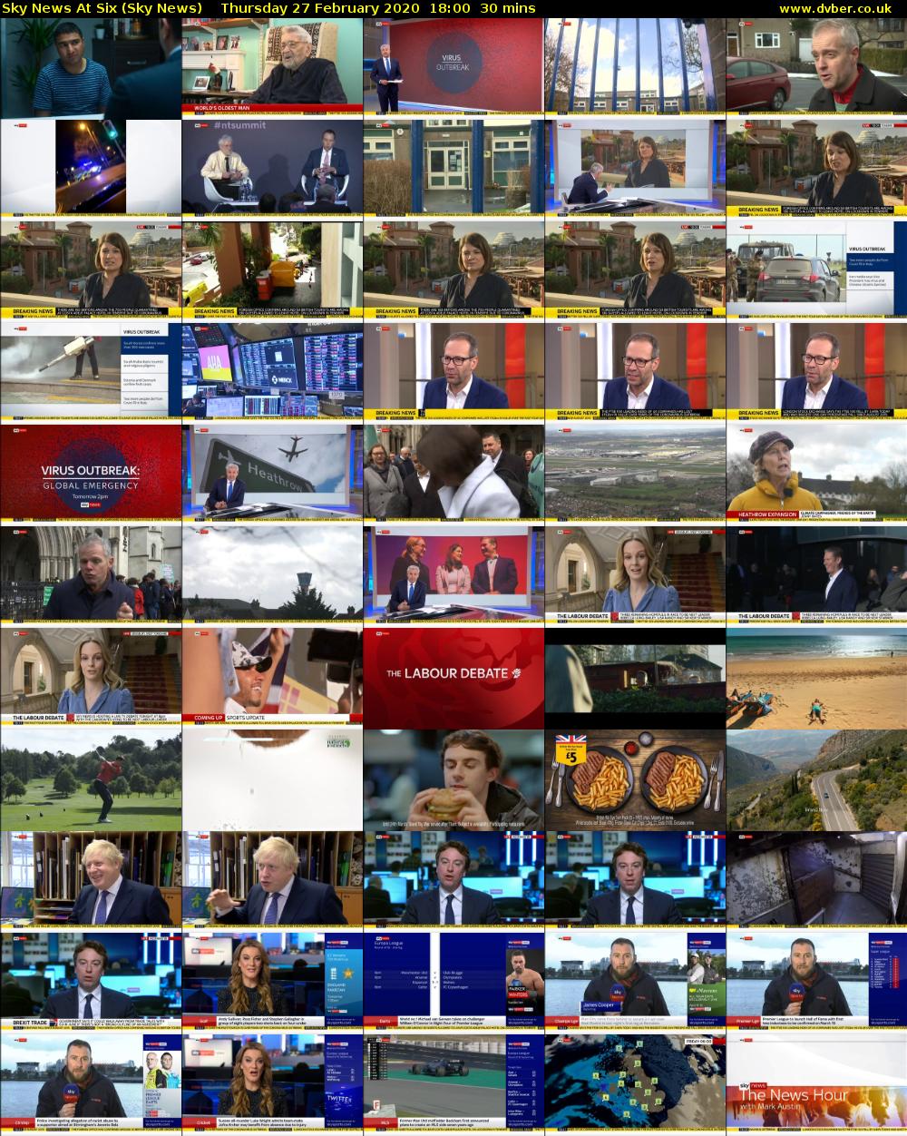 Sky News At Six (Sky News) Thursday 27 February 2020 18:00 - 18:30