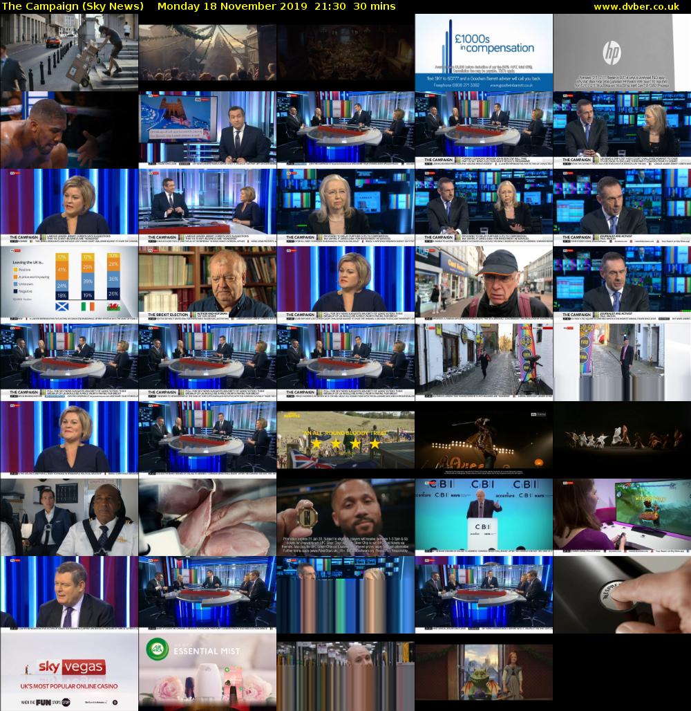 The Campaign (Sky News) Monday 18 November 2019 21:30 - 22:00