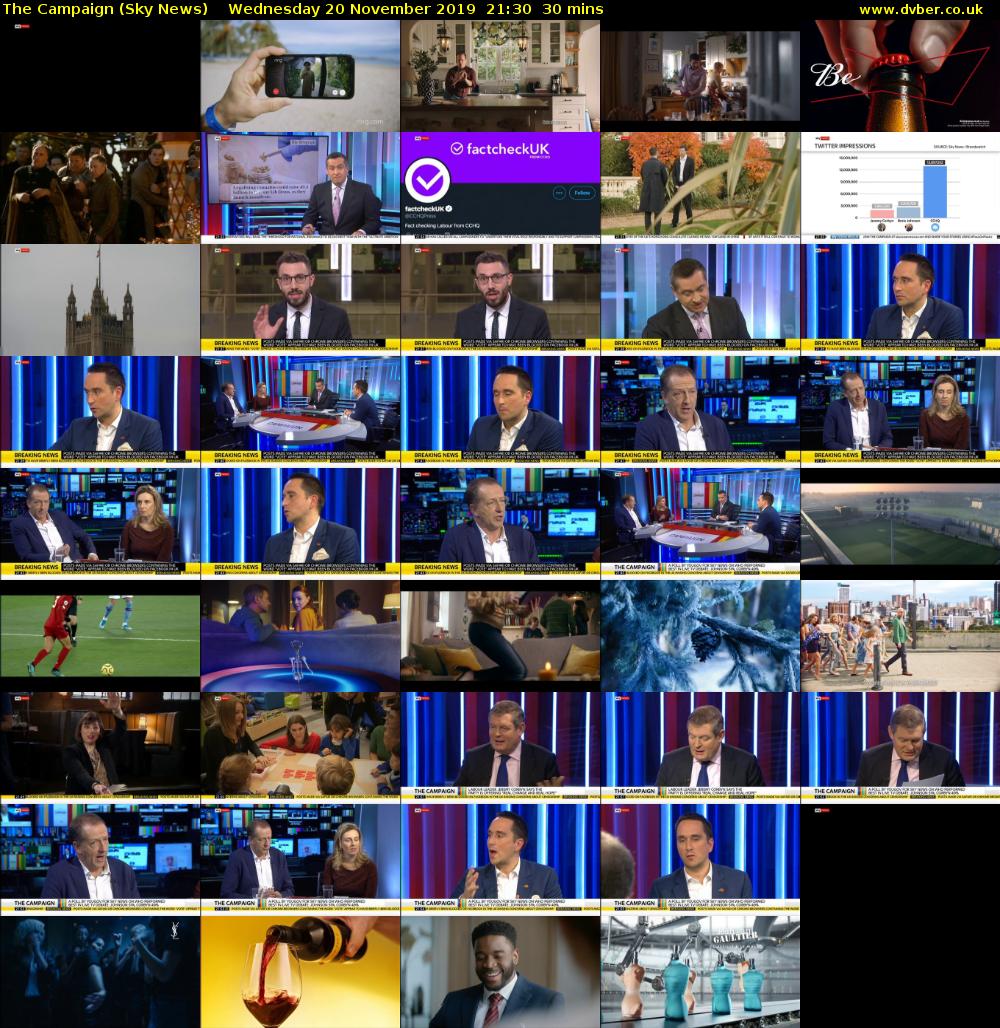 The Campaign (Sky News) Wednesday 20 November 2019 21:30 - 22:00