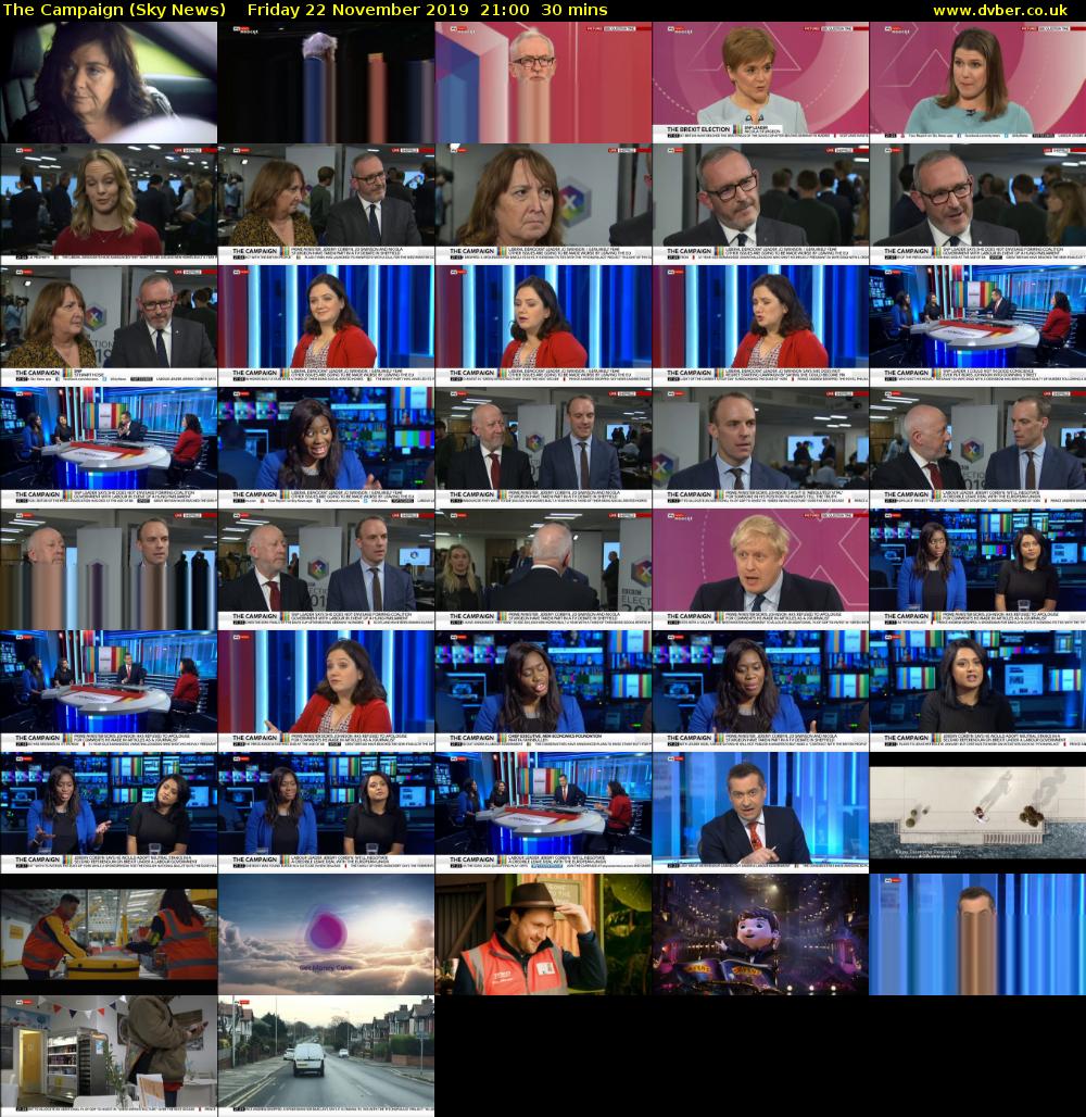 The Campaign (Sky News) Friday 22 November 2019 21:00 - 21:30