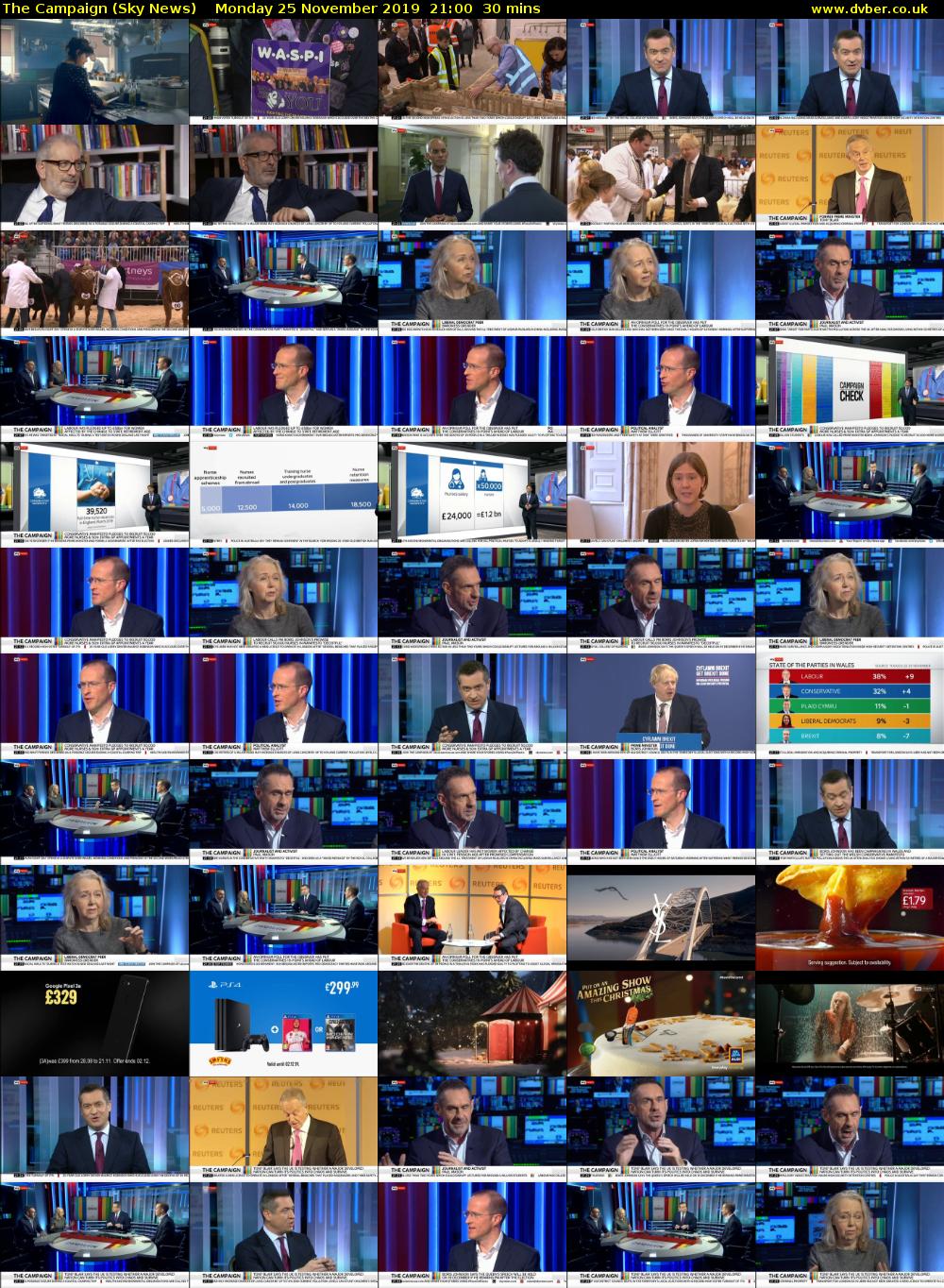 The Campaign (Sky News) Monday 25 November 2019 21:00 - 21:30