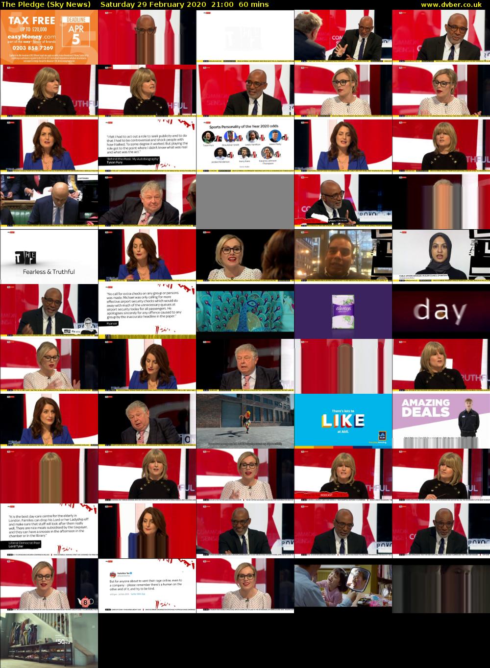 The Pledge (Sky News) Saturday 29 February 2020 21:00 - 22:00