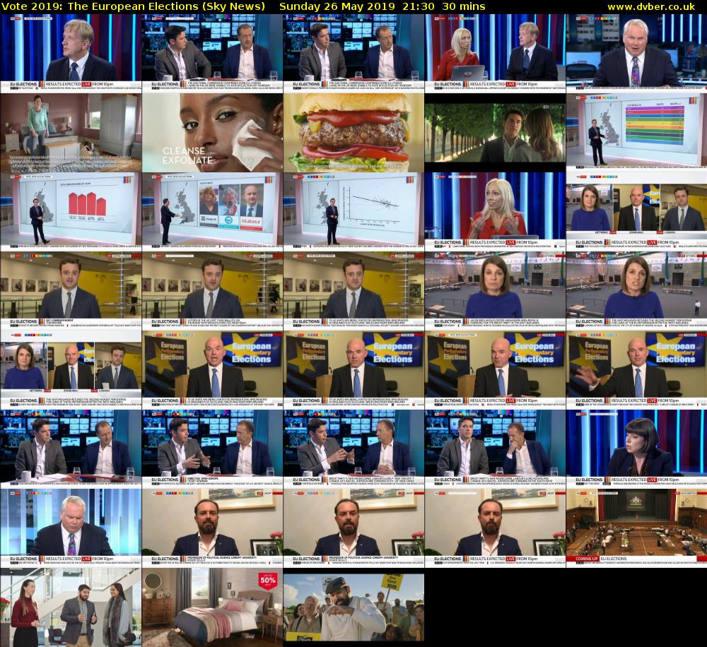 Vote 2019: The European Elections (Sky News) Sunday 26 May 2019 21:30 - 22:00