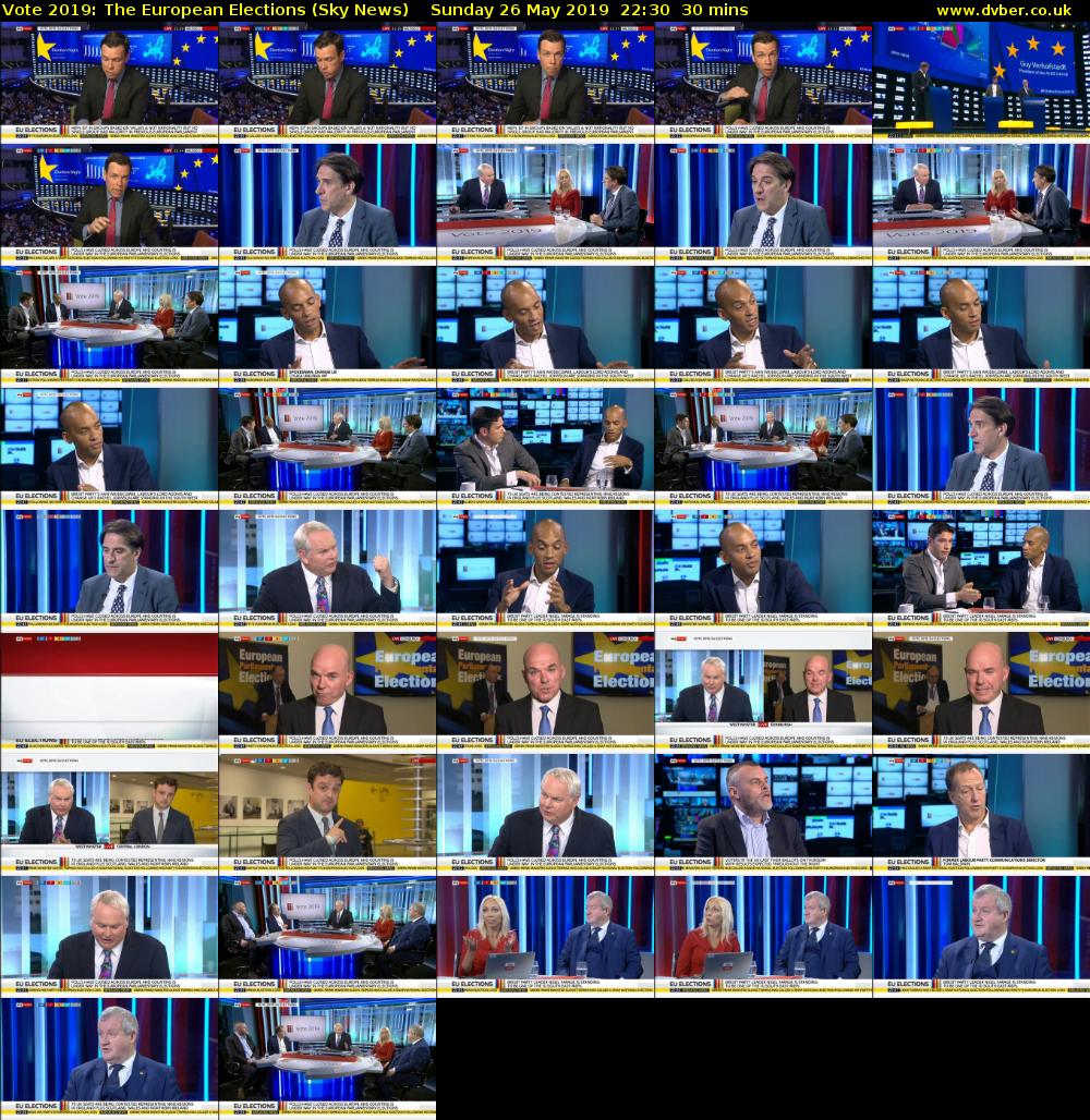 Vote 2019: The European Elections (Sky News) Sunday 26 May 2019 22:30 - 23:00