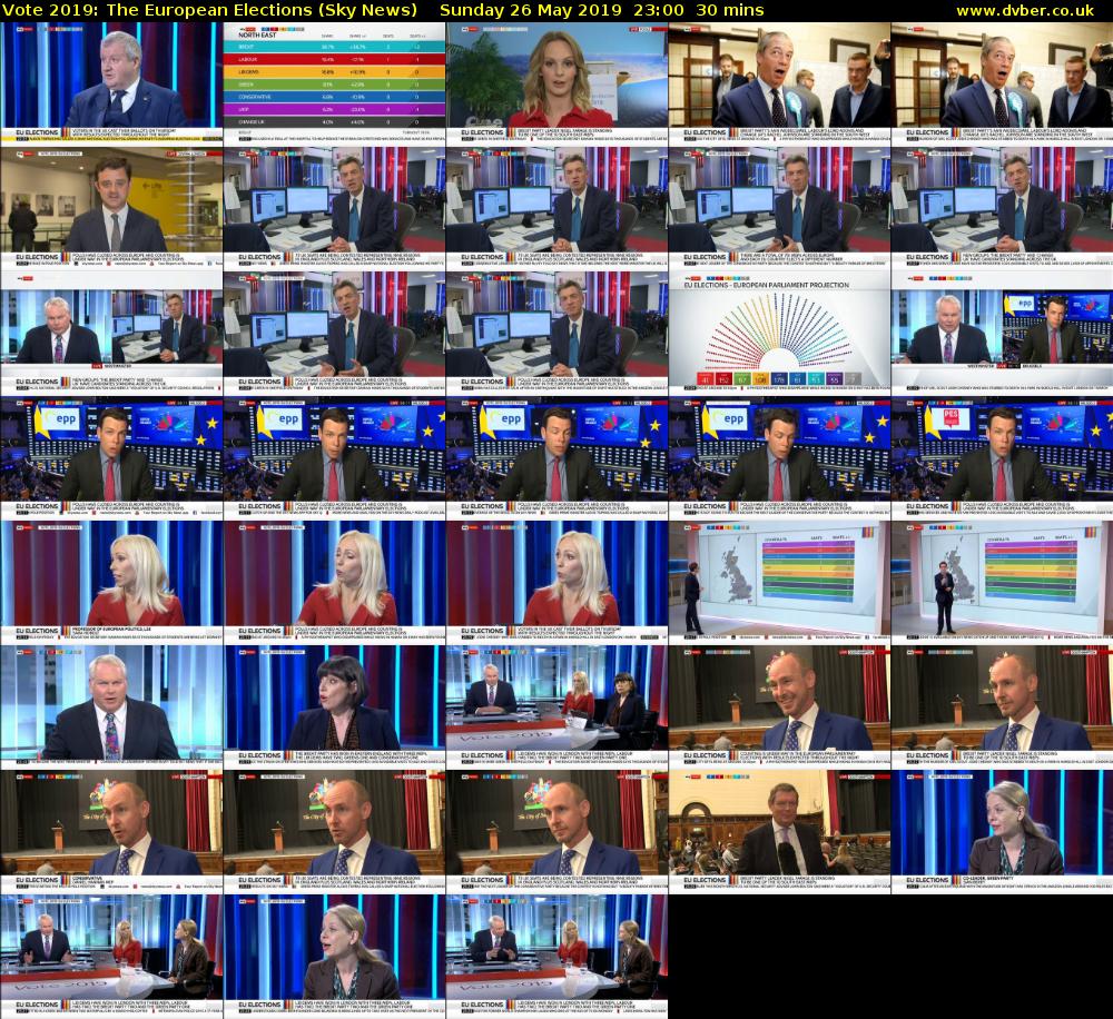 Vote 2019: The European Elections (Sky News) Sunday 26 May 2019 23:00 - 23:30
