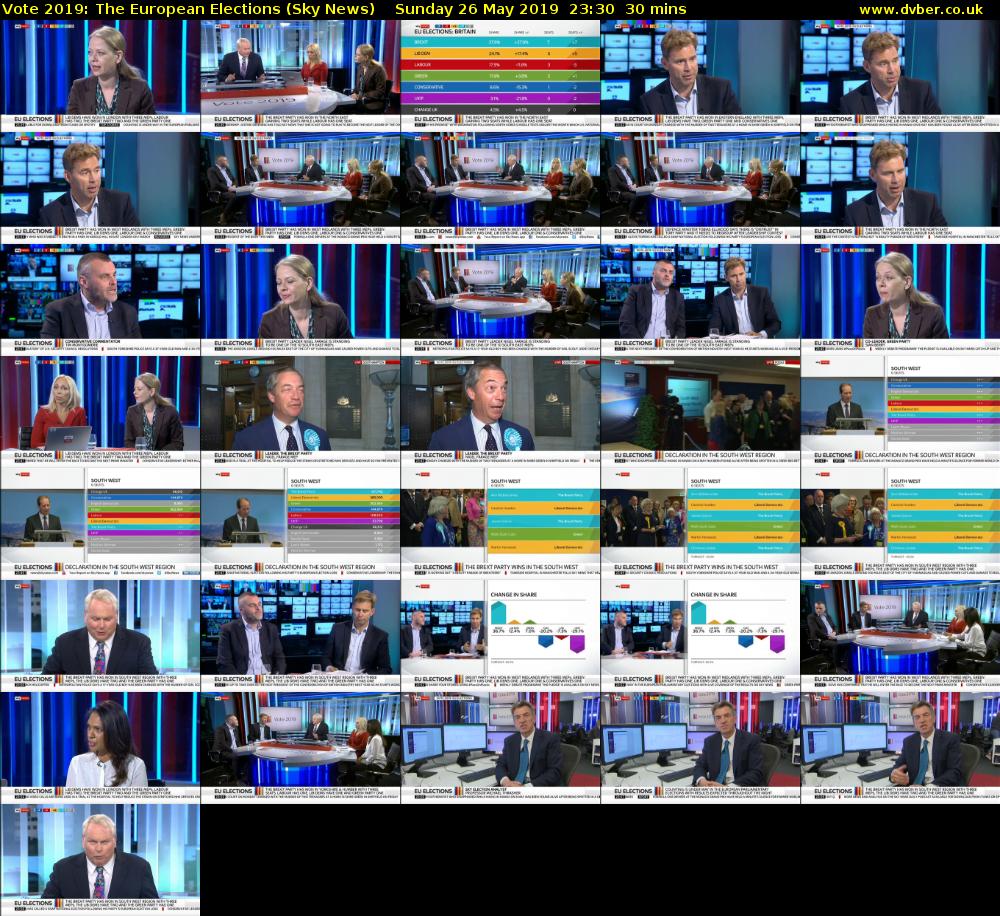Vote 2019: The European Elections (Sky News) Sunday 26 May 2019 23:30 - 00:00