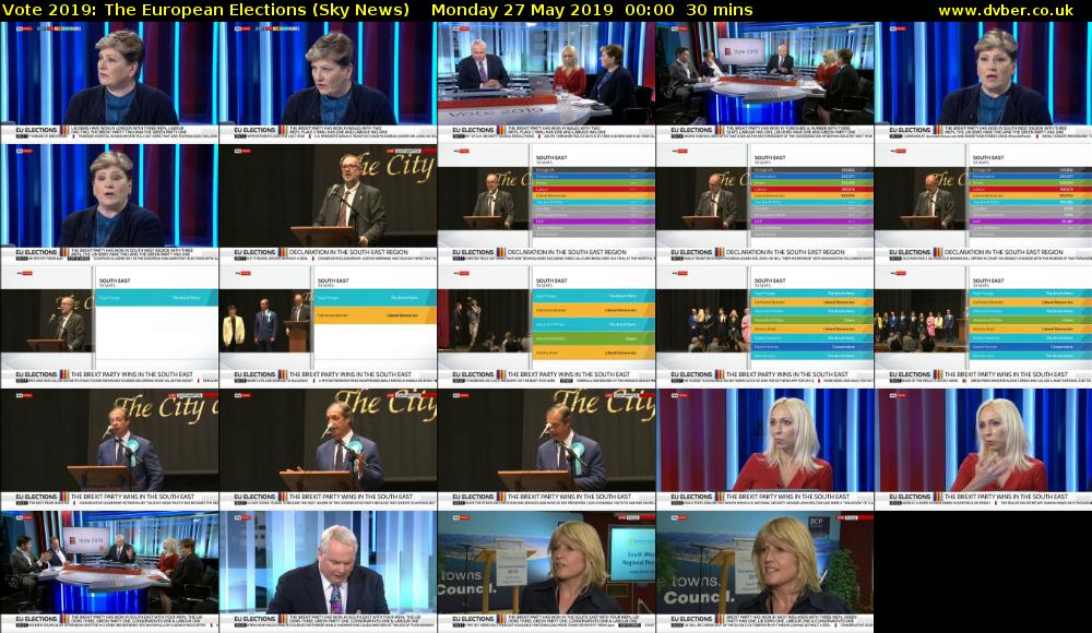 Vote 2019: The European Elections (Sky News) Monday 27 May 2019 00:00 - 00:30
