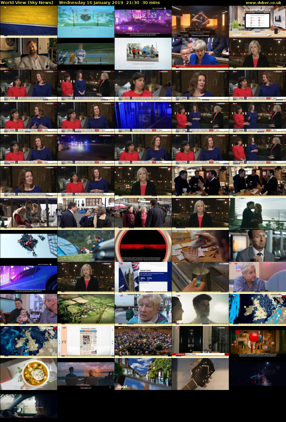 World View (Sky News) Wednesday 16 January 2019 21:30 - 22:00