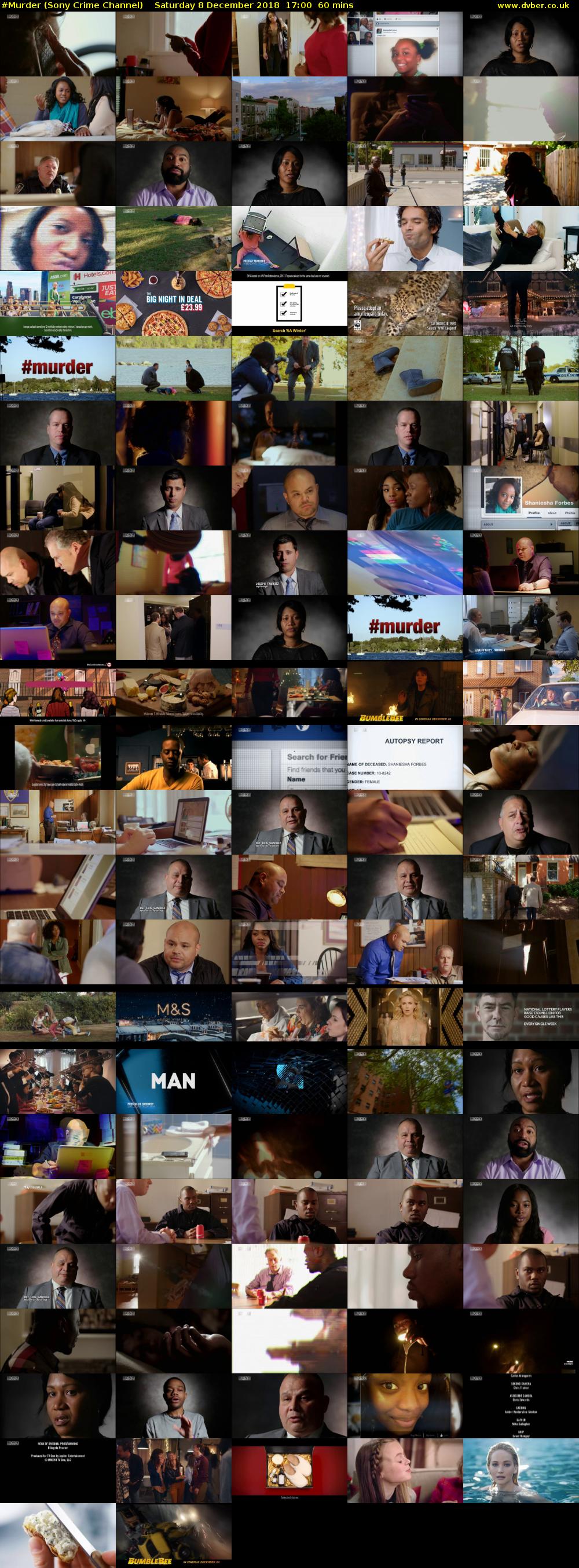 #Murder (Sony Crime Channel) Saturday 8 December 2018 17:00 - 18:00