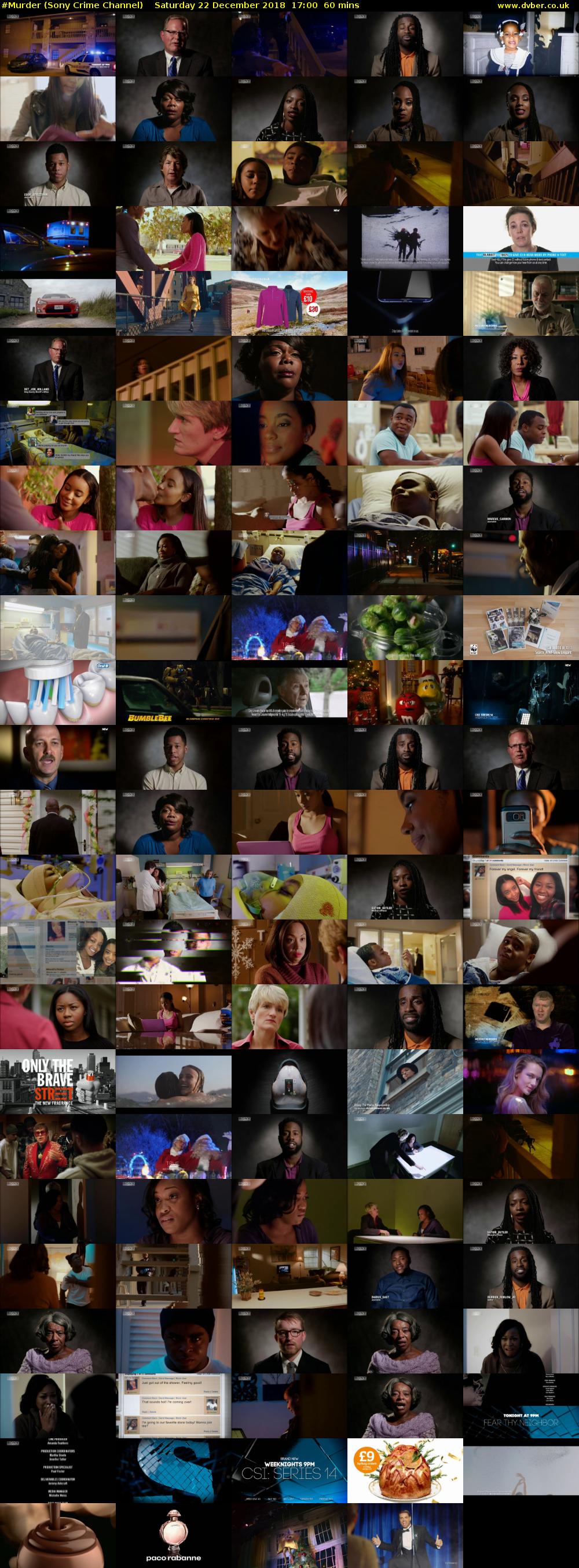 #Murder (Sony Crime Channel) Saturday 22 December 2018 17:00 - 18:00