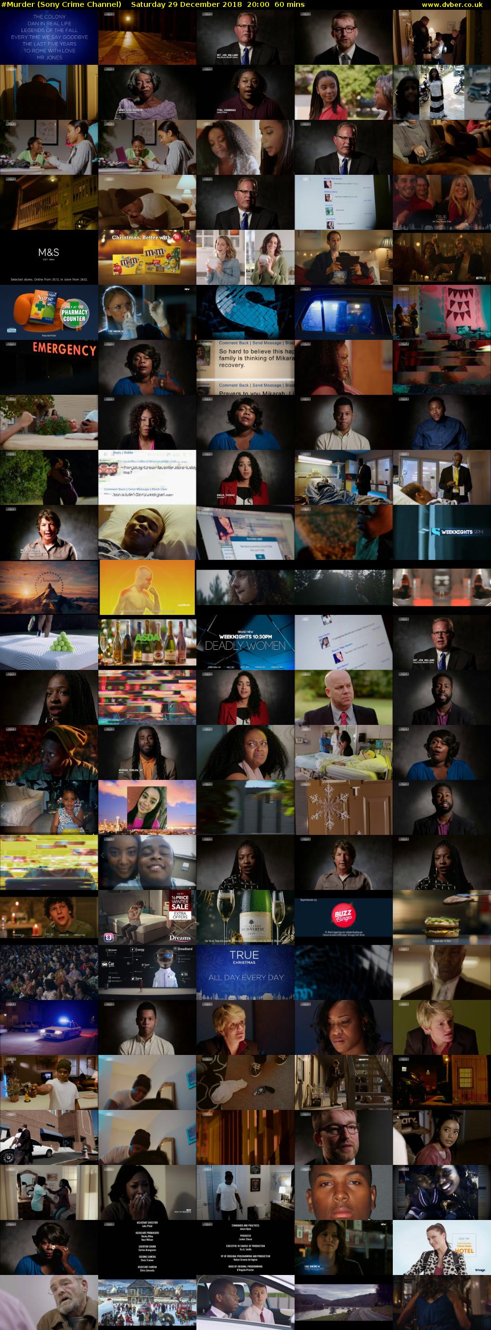 #Murder (Sony Crime Channel) Saturday 29 December 2018 20:00 - 21:00