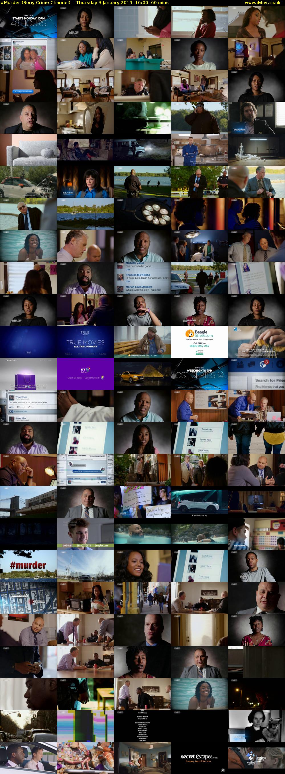 #Murder (Sony Crime Channel) Thursday 3 January 2019 16:00 - 17:00