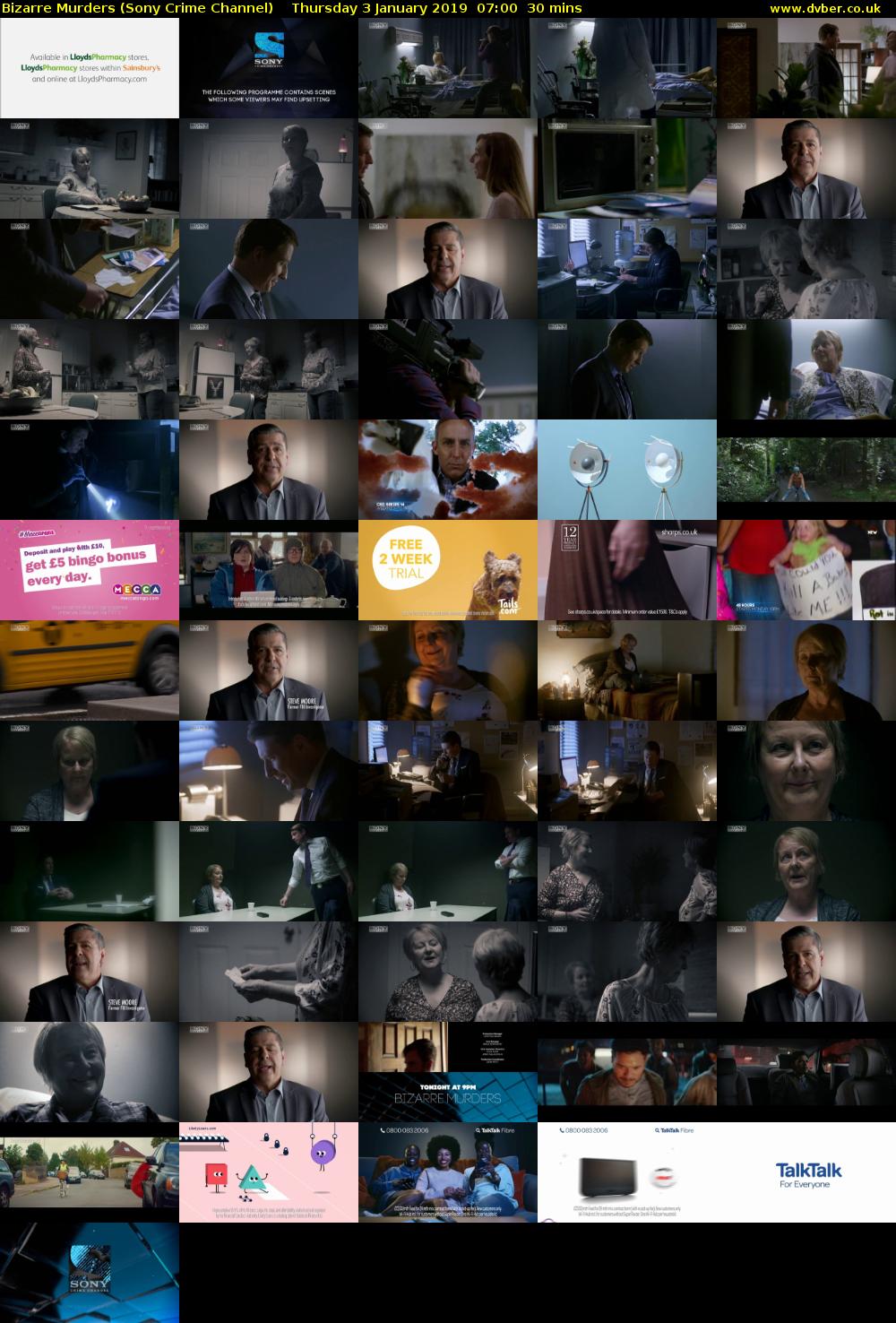 Bizarre Murders (Sony Crime Channel) Thursday 3 January 2019 07:00 - 07:30