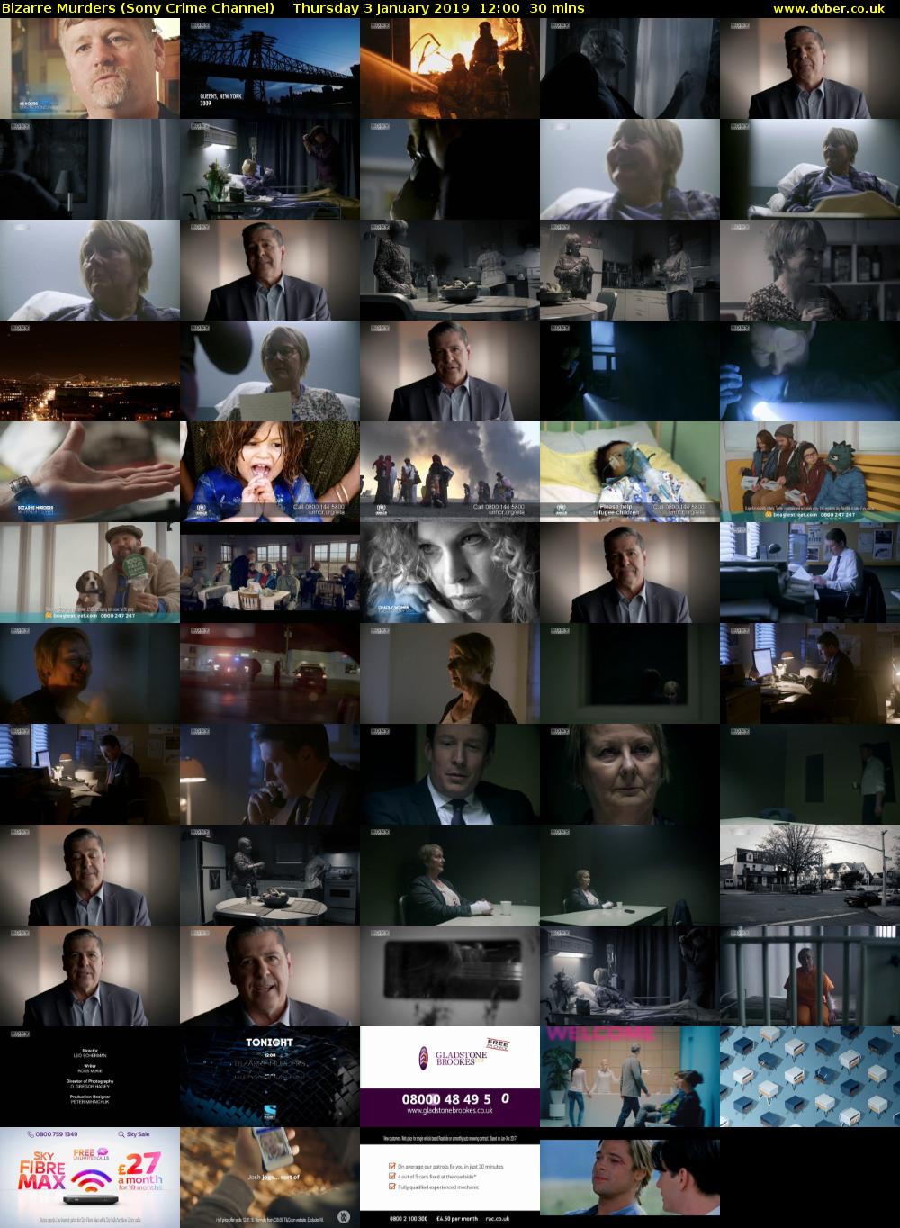 Bizarre Murders (Sony Crime Channel) Thursday 3 January 2019 12:00 - 12:30