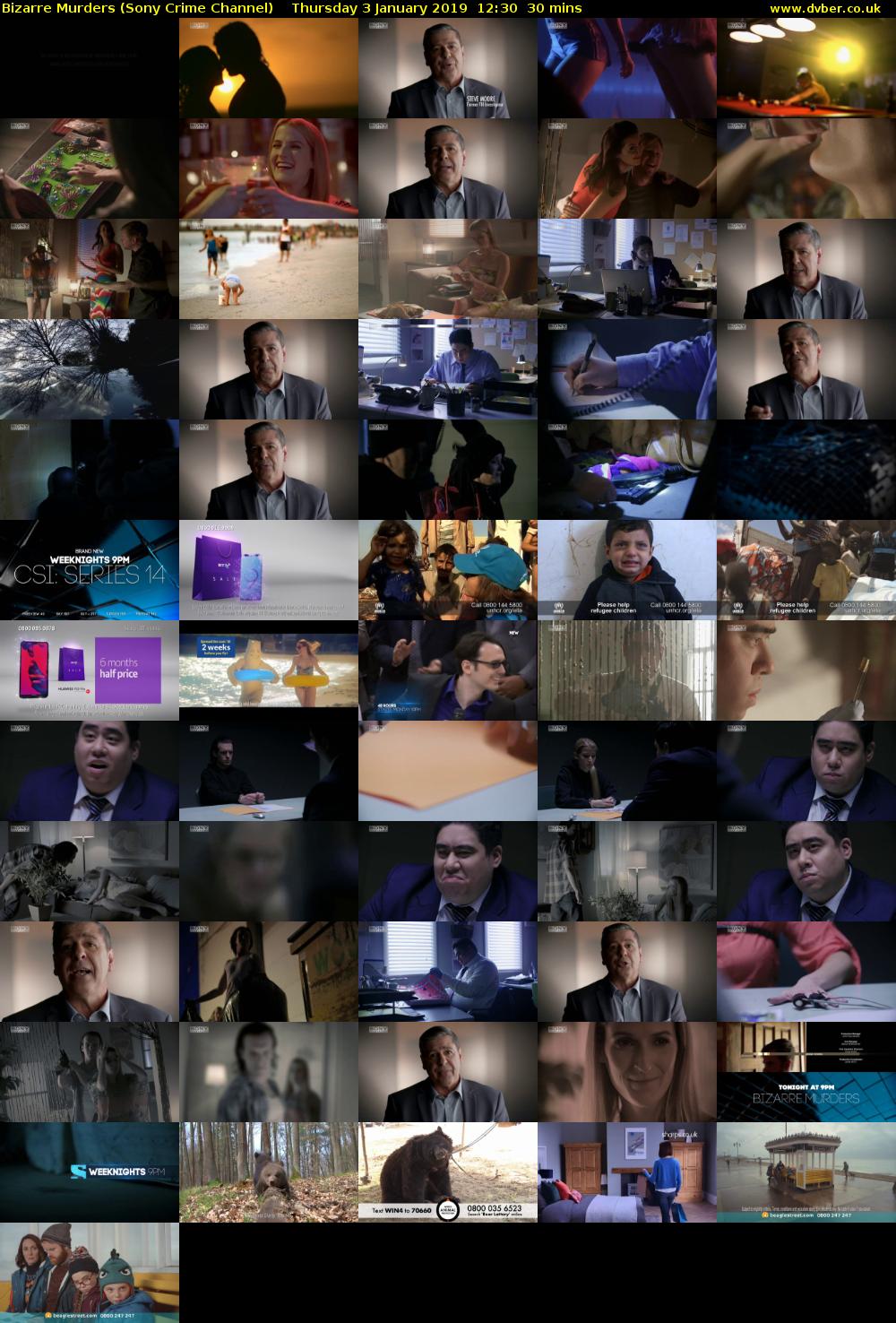 Bizarre Murders (Sony Crime Channel) Thursday 3 January 2019 12:30 - 13:00