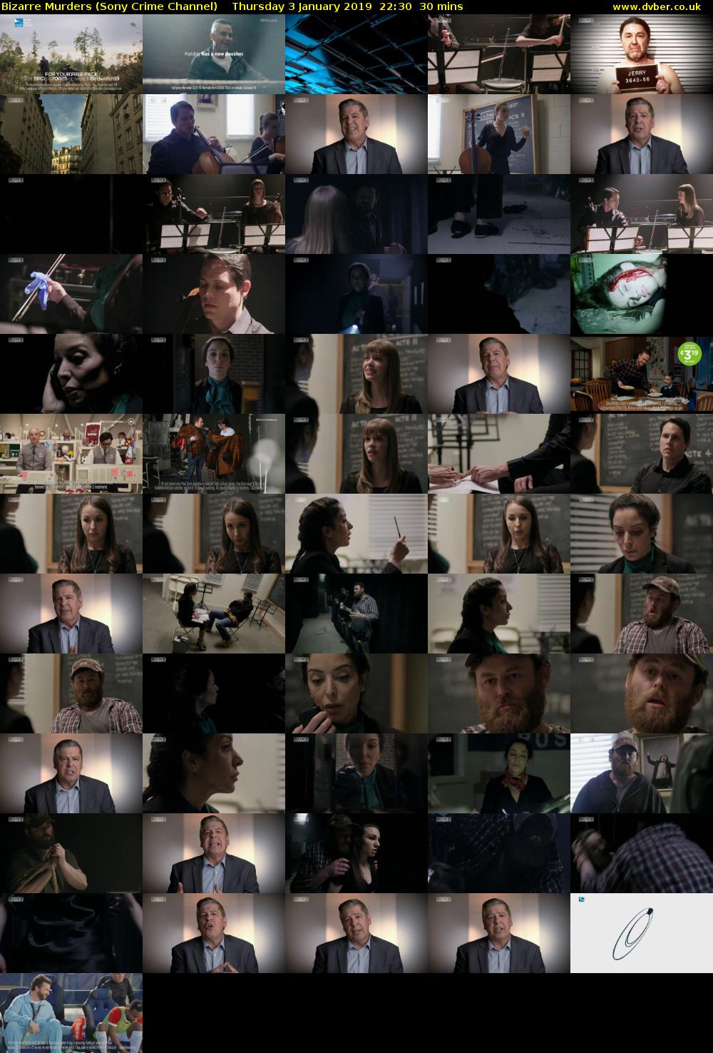 Bizarre Murders (Sony Crime Channel) Thursday 3 January 2019 22:30 - 23:00